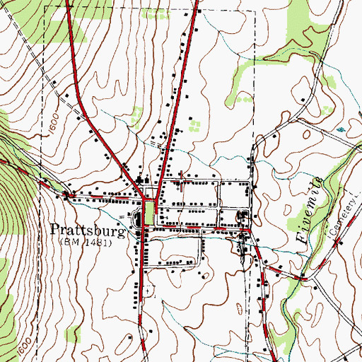 Topographic Map of Prattsburgh United Methodist Church, NY