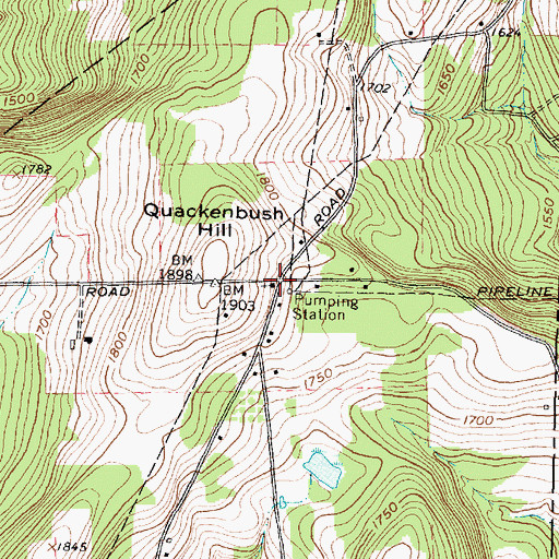 Topographic Map of Quackenbush Hill Baptist Church, NY