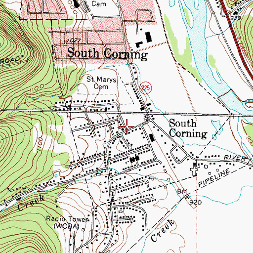 Topographic Map of South Corning United Methodist Church, NY