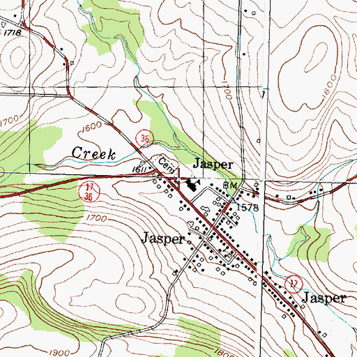 Topographic Map of United Church of Jasper, NY