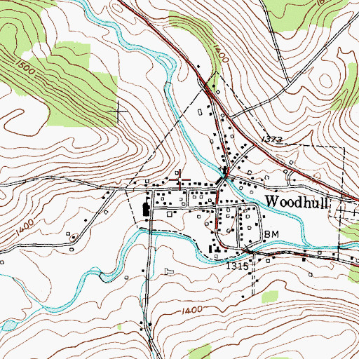 Topographic Map of Woodhull Baptist Church, NY