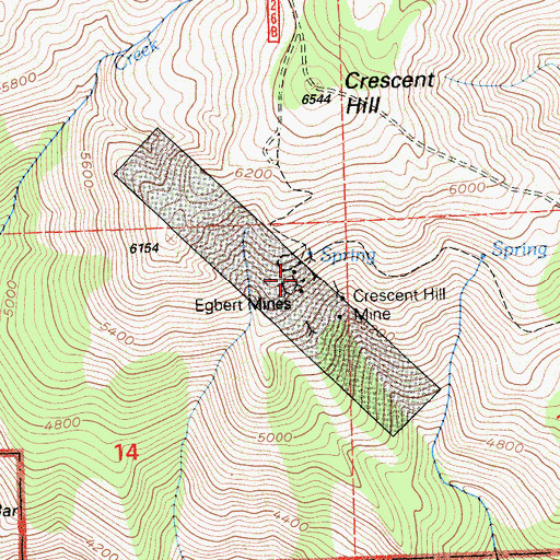 Topographic Map of Egbert Mines, CA