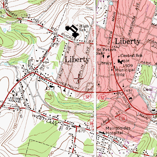 Topographic Map of Liberty Baptist Church, NY