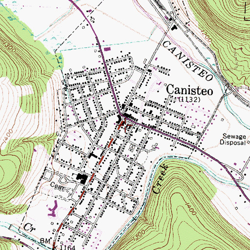 Topographic Map of Canisteo Wesleyan Church, NY