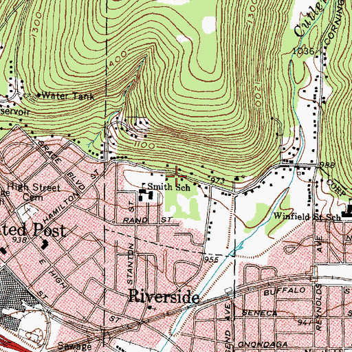 Topographic Map of Corning First Church of the Nazarene, NY