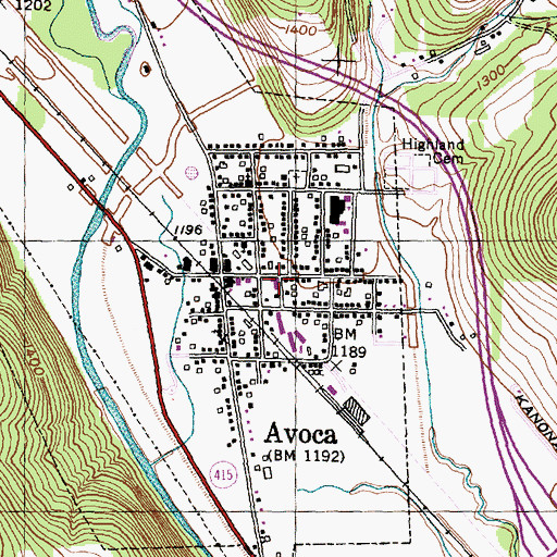 Topographic Map of First Baptist Church of Avoca, NY