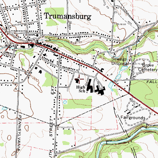 Topographic Map of Trumansburg Elementary School, NY