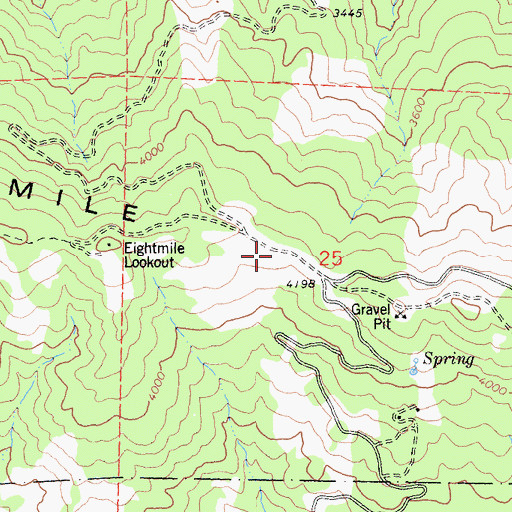 Topographic Map of Eightmile Ridge, CA