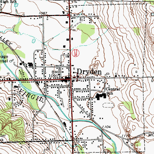 Topographic Map of Dryden United Methodist Church, NY