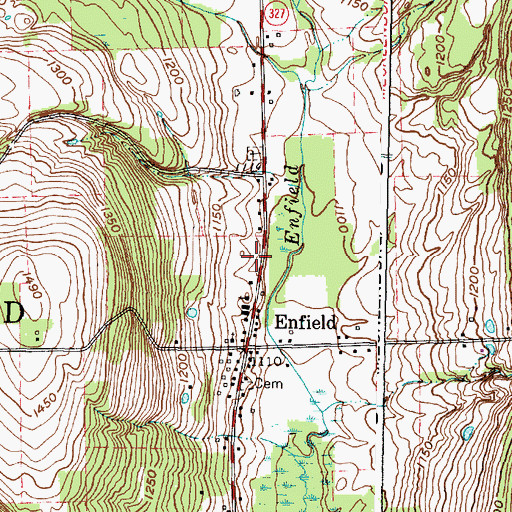 Topographic Map of First Baptist Church of Enfield, NY