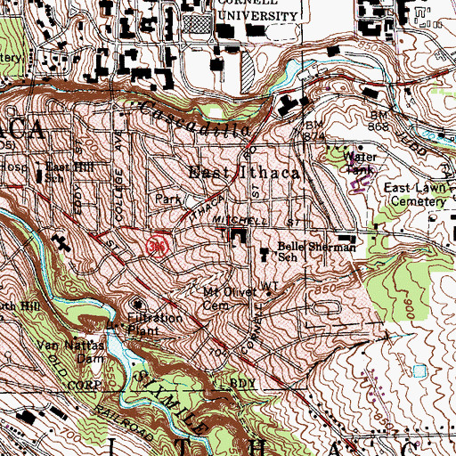 Topographic Map of First Ithaca Chinese Christian Church, NY