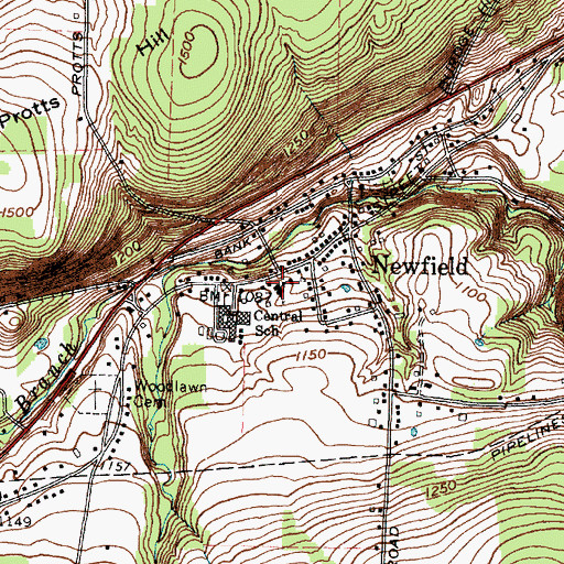 Topographic Map of Newfield United Methodist Church, NY