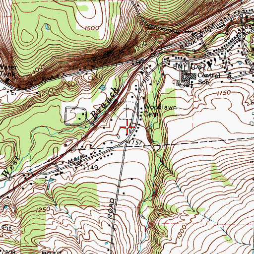 Topographic Map of Peoples Baptist Church, NY