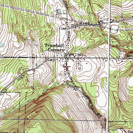 Topographic Map of Trumbulls Corners Community Church, NY