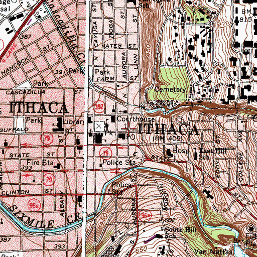 Topographic Map of Unitarian Church of Ithaca, NY