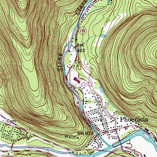 Topographic Map of Phoenicia Elementary School, NY