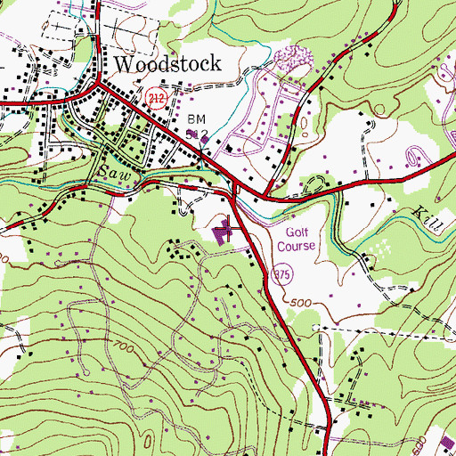 Topographic Map of Woodstock Elementary School, NY