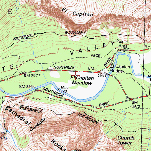 Topographic Map of El Capitan Meadow, CA