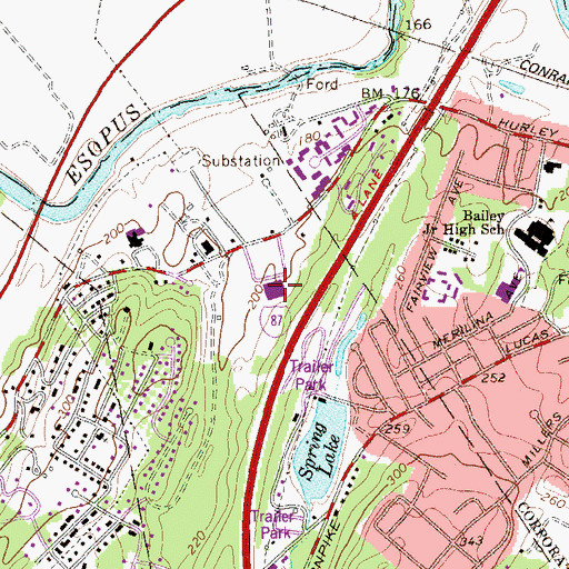 Topographic Map of John A Coleman High School, NY