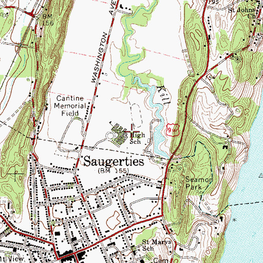 Topographic Map of Saugerties Senior High School, NY