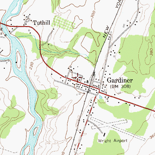 Topographic Map of Gardiner Reformed Church, NY