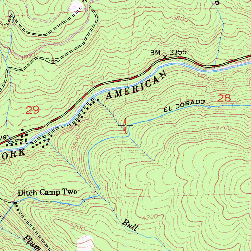 Topographic Map of El Dorado Ditch, CA