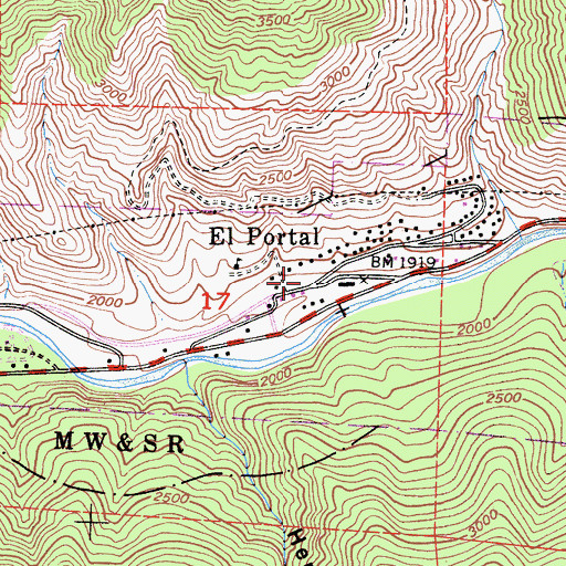 Topographic Map of El Portal, CA