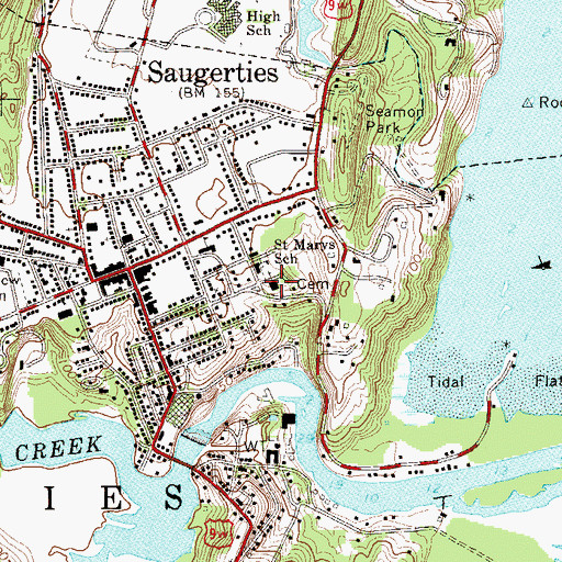 Topographic Map of Saint Mary in the Snow Roman Catholic Church, NY