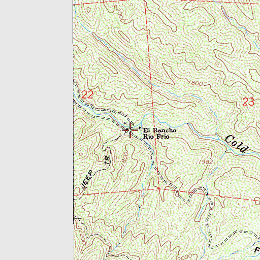 Topographic Map of El Rancho Rio Frio, CA