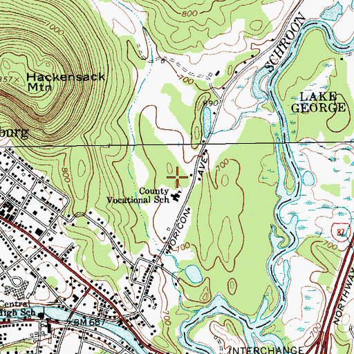 Topographic Map of Warrensburg Junior - Senior High School, NY