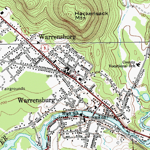 Topographic Map of First Baptist Church of Warrensburg, NY