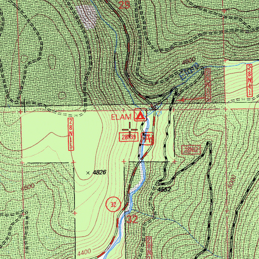 Topographic Map of Elam Creek, CA