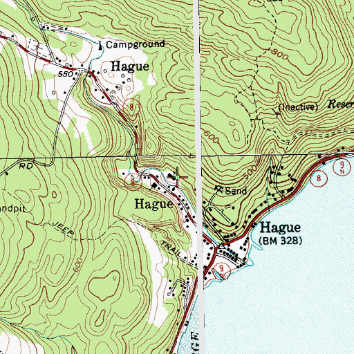 Topographic Map of Hague Wesleyan Church, NY