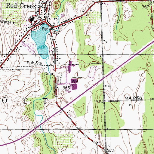 Topographic Map of Red Creek Middle School, NY