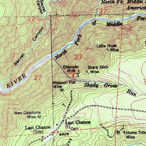 Topographic Map of Eldorado Mine, CA