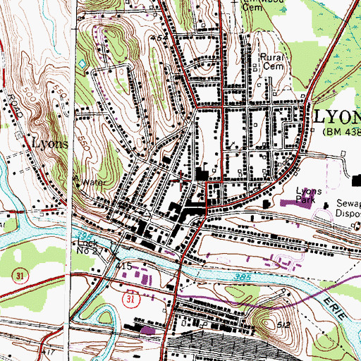 Topographic Map of Presbyterian Church of Lyons, NY