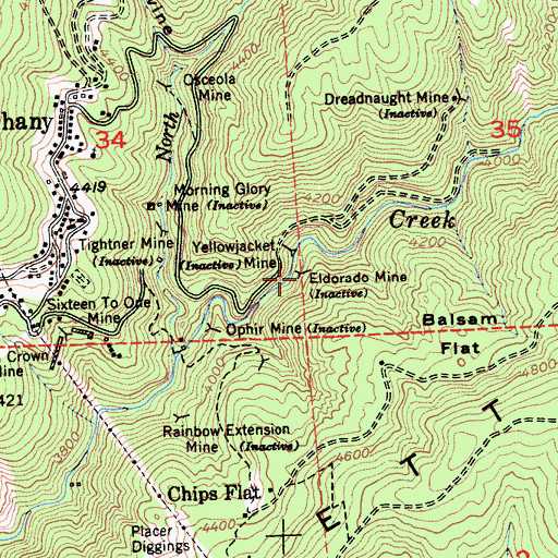 Topographic Map of Eldorado Mine, CA