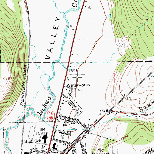 Topographic Map of Ishua Valley Estates Mobile Home Park, NY