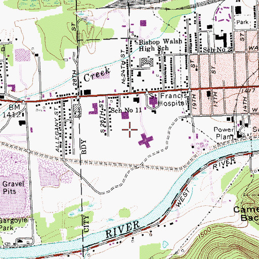 Topographic Map of Eden Heights of Orlean Assisted Living Center, NY