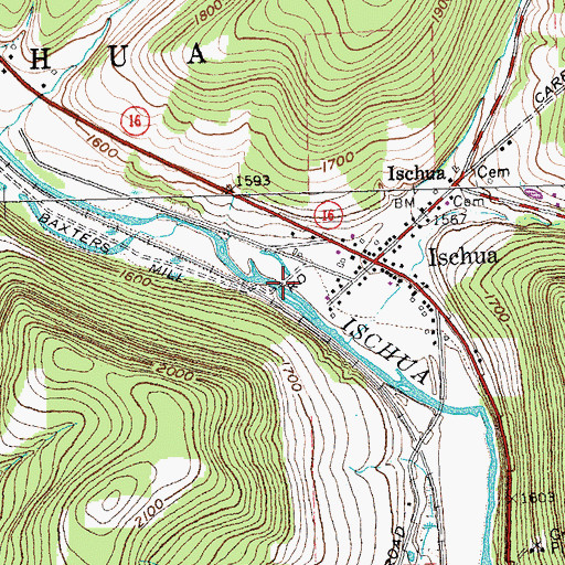 Topographic Map of Baxter Mill Road Bridge, NY