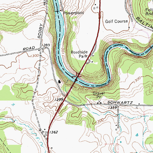 Topographic Map of Cattaraugus Creek Bridge, NY