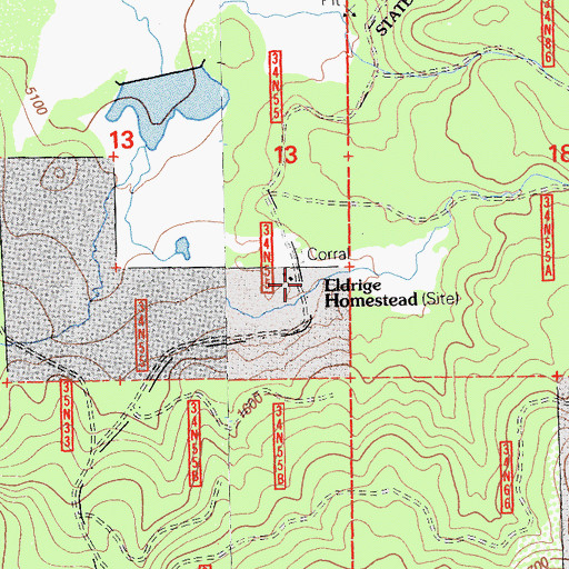 Topographic Map of Eldridge Homestead, CA