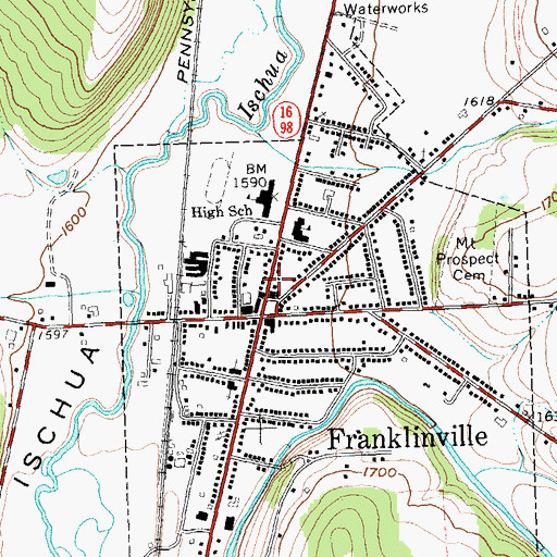 Topographic Map of Blount Library, NY
