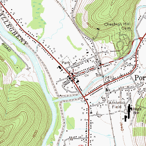 Topographic Map of Portville Free Library, NY