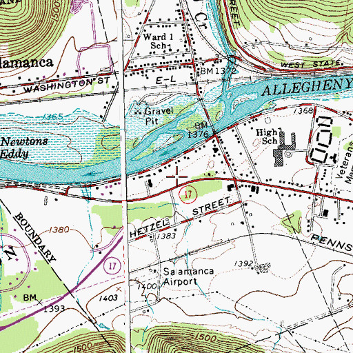 Topographic Map of Seneca - Iroquois National Museum, NY