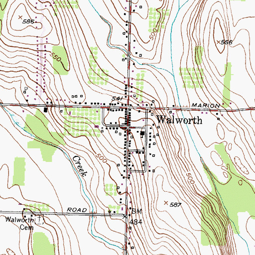 Topographic Map of Walworth United Methodist Church, NY