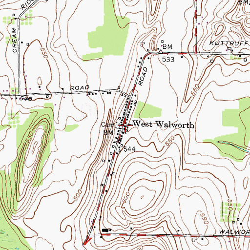 Topographic Map of West Walworth Zion United Church, NY