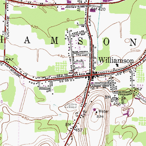 Topographic Map of Williamson Reformed Church, NY