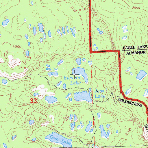 Topographic Map of Eleanor Lake, CA
