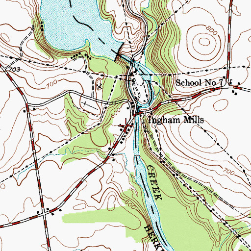 Topographic Map of Inghams Mills Baptist Church, NY